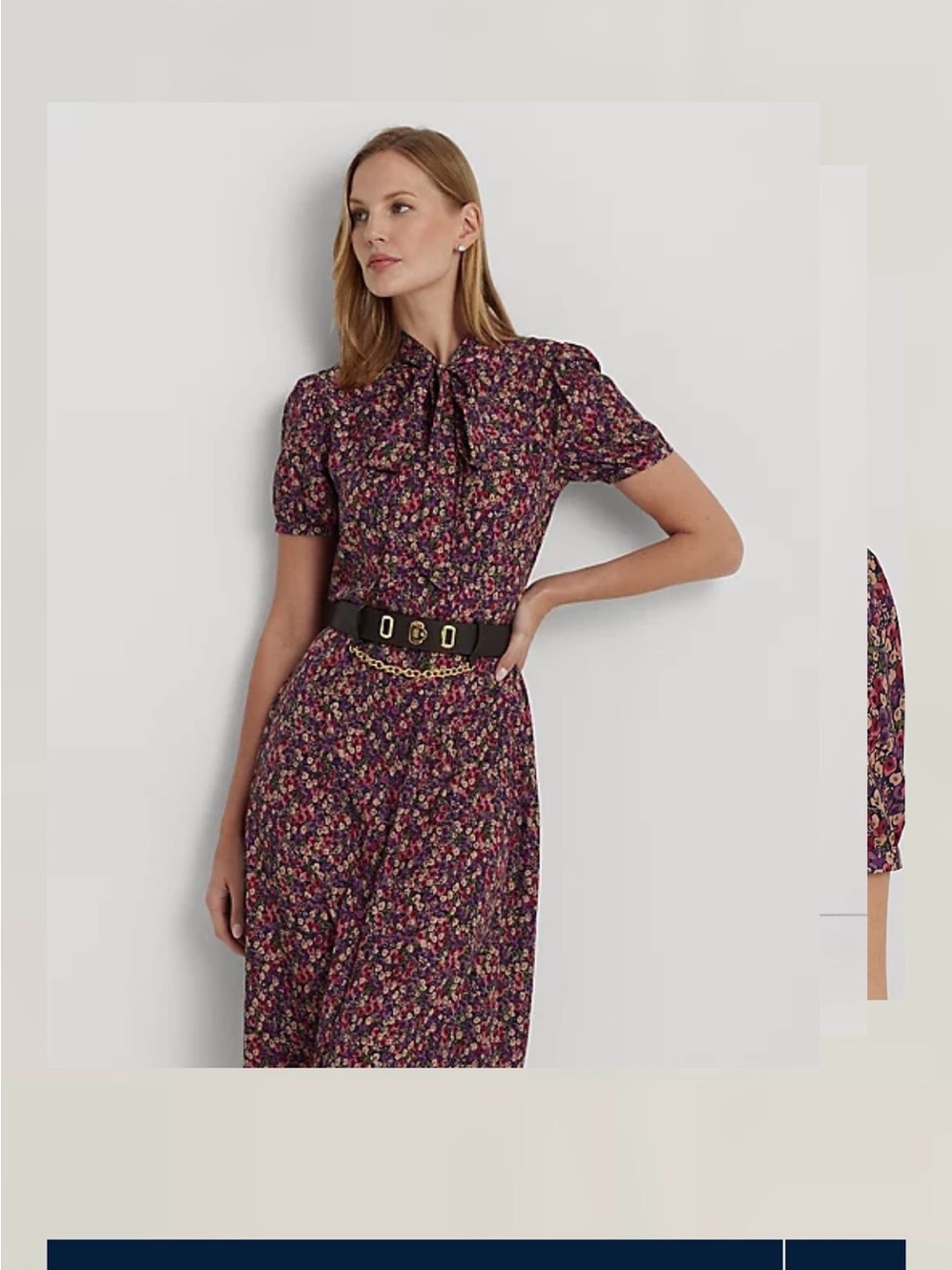 Lauren by Ralph Lauren Curve Zachari-Floral Classic Midi Shirt Dress Size 10P - Picture 14 of 16
